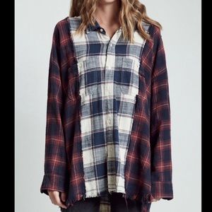 R13 Two-Tone Plaid Combo Workshirt XS